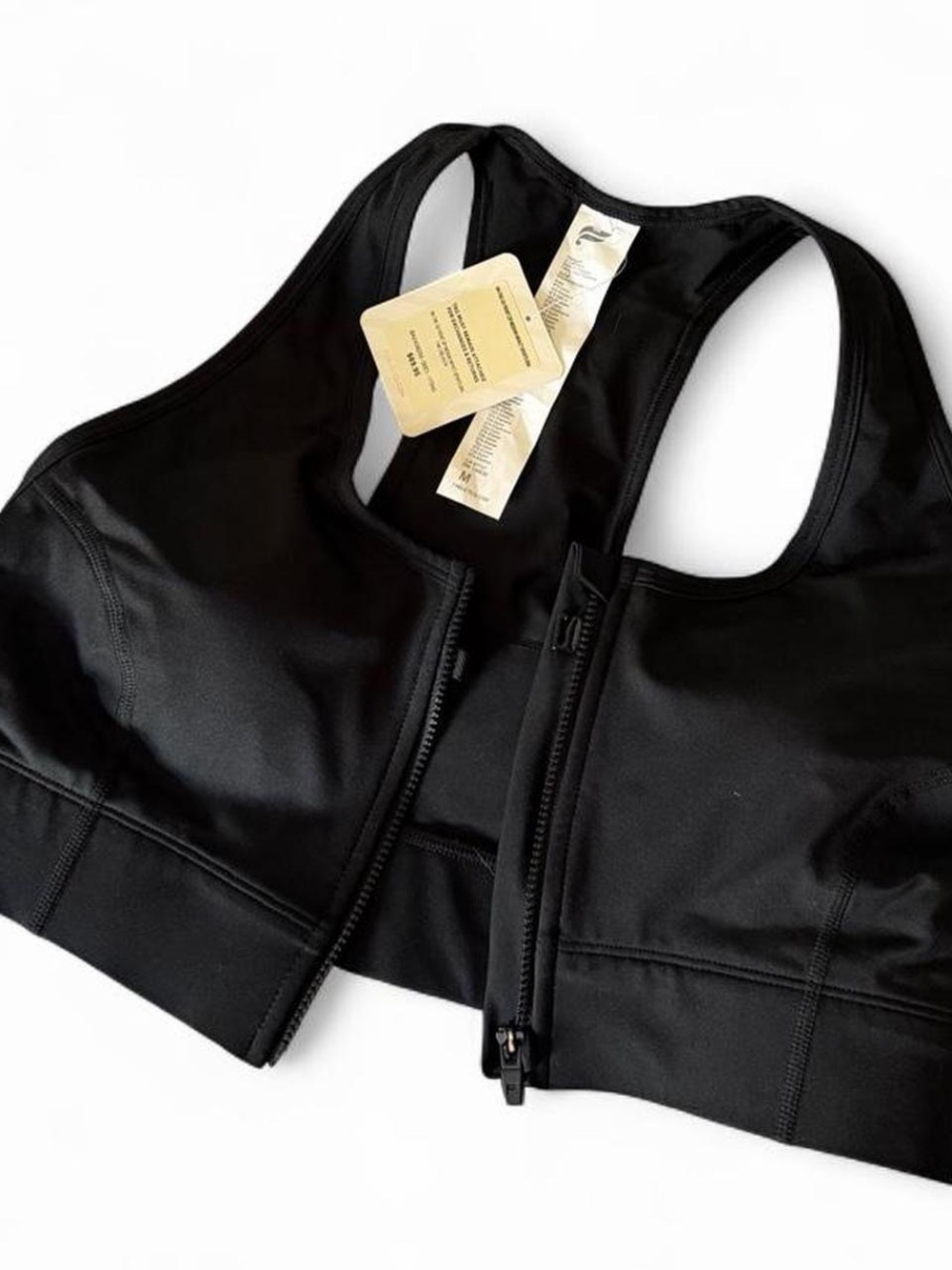 NWT Fabletics Black Front-Zip Racerback Sports Bra